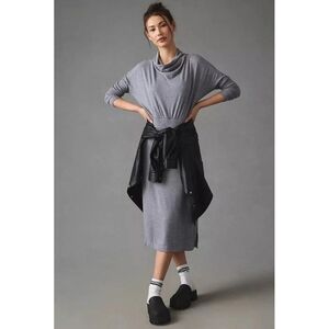 Anthro Daily Practice Arabella Drapey Midi Dress size Large Gray